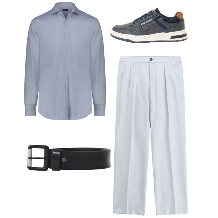 Outfit uomo - Total look. Stile Casual per Tutti i giorni. Abbinamento con sneakers, cinture, pantaloni, camicie.