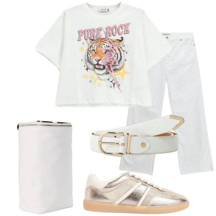 Outfit donna - Total look #2409505. Stile Casual per Tutti i giorni. Abbinamento con zaini, sneakers, cinture, t-shirt, jeans.