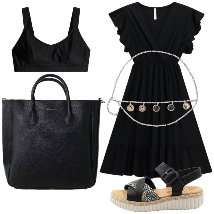 Outfit donna - Total look #2409511. Stile Trendy per Tutti i giorni. Abbinamento con sandali, reggiseni, cinture, vestiti corti, borse a tracolla.