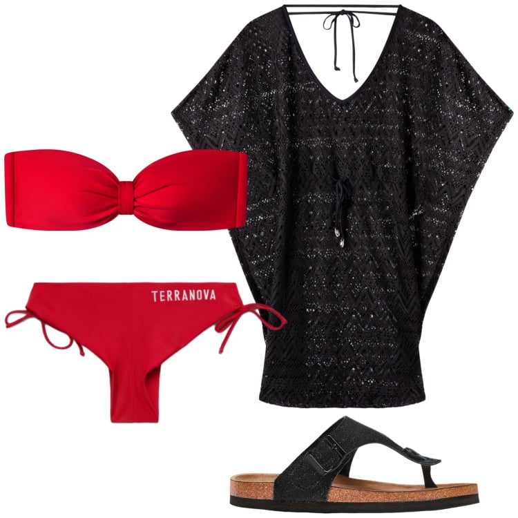 Outfit donna - Total look #2409515. Stile Sexy per Mare. Abbinamento con infradito, vestiti da spiaggia, bikini, bikini.
