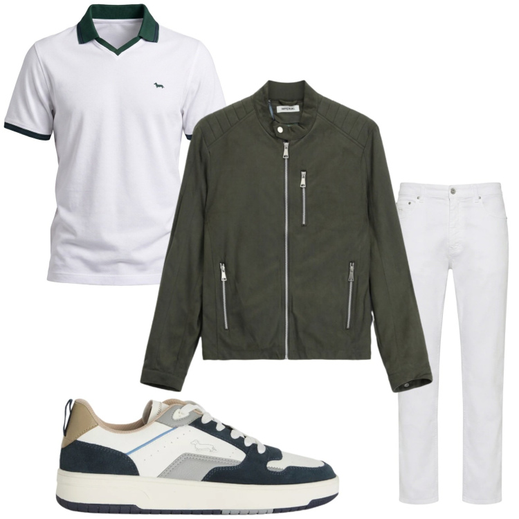 Outfit uomo - Street style. Stile Trendy per Tutti i giorni. Abbinamento con giacche, pantaloni, polo, sneakers.