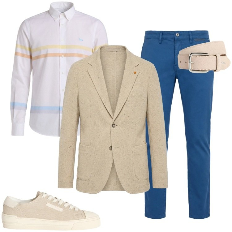 Outfit uomo - Total look #2409542. Stile Casual per Ufficio. Abbinamento con pantaloni, sneakers, cinture, camicie, giacche.