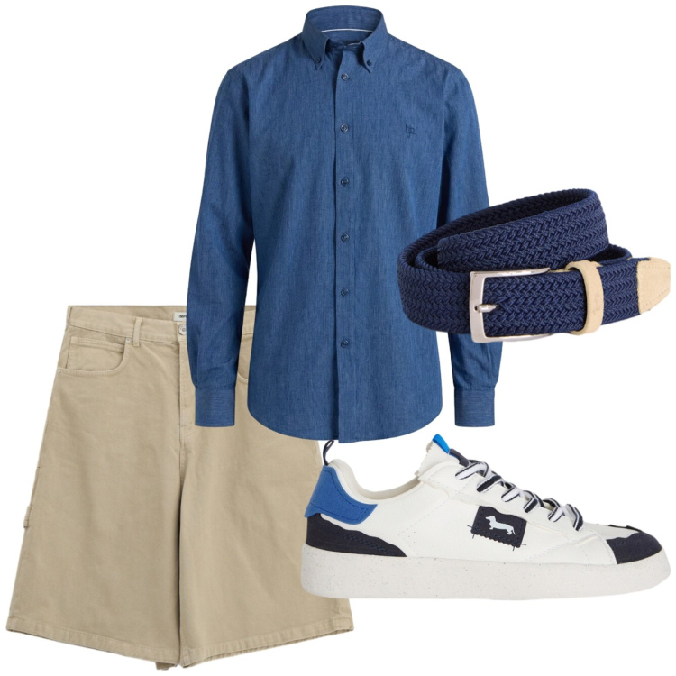 Outfit uomo - Bermuda casual. Stile Casual per Tutti i giorni. Abbinamento con bermuda, cinture, sneakers, camicie.