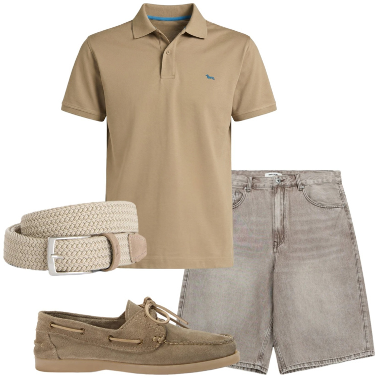 Outfit uomo - Total look #2409582. Stile Casual per Tutti i giorni. Abbinamento con bermuda, cinture, scarpe stringate, polo.