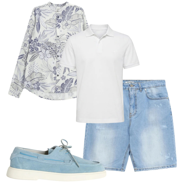 Outfit uomo - Total look #2409583. Stile Trendy per Tutti i giorni. Abbinamento con camicie, bermuda, polo, scarpe stringate.