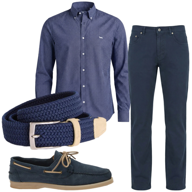 Outfit uomo - Total look #2409584. Stile Business/Elegante per Ufficio. Abbinamento con cinture, camicie, pantaloni, scarpe stringate.