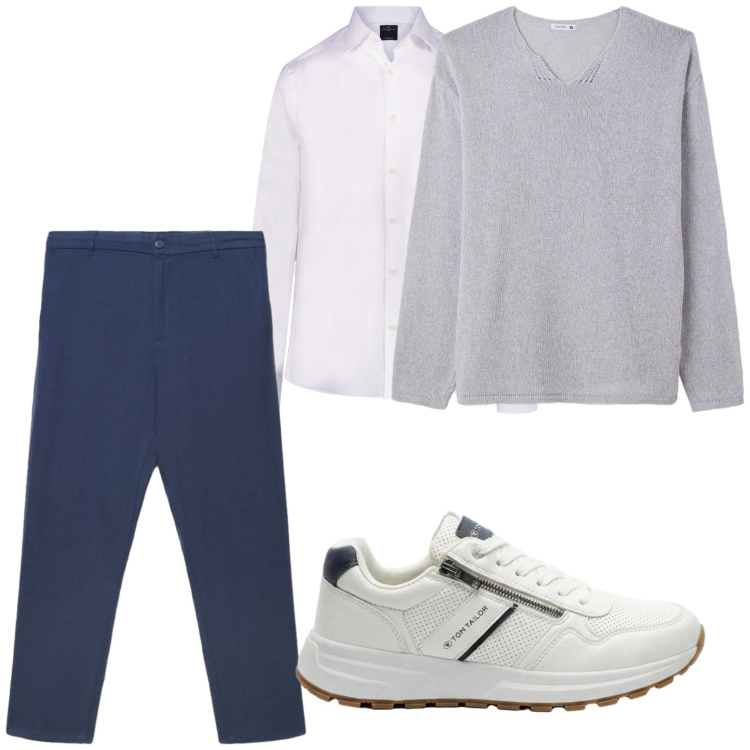 Outfit uomo - Style casual. Stile Casual per Tutti i giorni. Abbinamento con sneakers, maglieria, pantaloni, camicie.