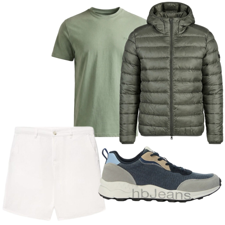 Outfit uomo - Street style. Stile Casual per Tutti i giorni. Abbinamento con shorts, t-shirt, sneakers, giacche.