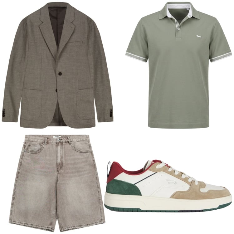 Outfit uomo - Bermuda e giacca. Stile Casual per Tutti i giorni. Abbinamento con bermuda, sneakers, polo, giacche.