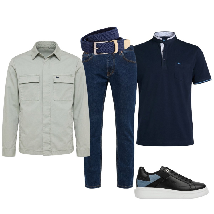 Outfit uomo - Trendy Harmont&Blaine. Stile Trendy per Tutti i giorni. Abbinamento con cinture, pantaloni, sneakers, giacche, polo.