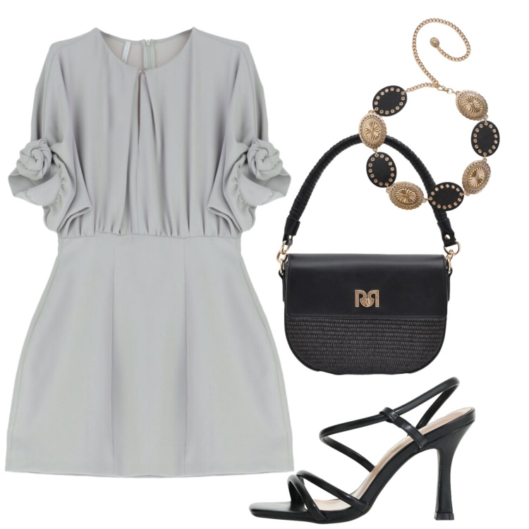 Outfit donna - Total look #2409646. Stile Chic per Cerimonia. Abbinamento con cinture, vestiti corti, sandali col tacco, borse a spalla.
