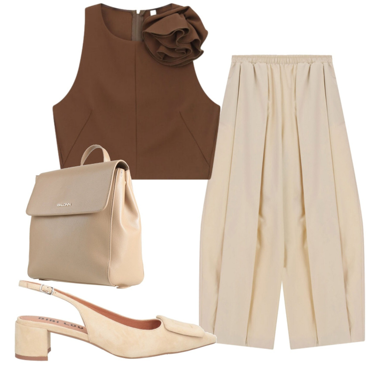 Outfit donna - Total look #2409670. Stile Trendy per Serata fuori. Abbinamento con zaini, décolleté, pantaloni, top.