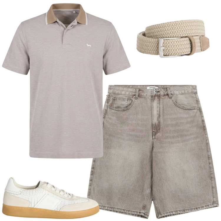 Outfit uomo - Total look #2409719. Stile Casual per Tutti i giorni. Abbinamento con bermuda, cinture, sneakers, polo.