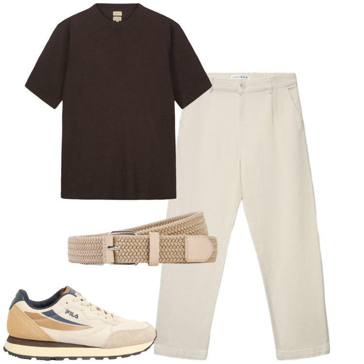 Outfit uomo - Total look #2409726. Stile Casual per Tutti i giorni. Abbinamento con sneakers, cinture, pantaloni chino, t-shirt.