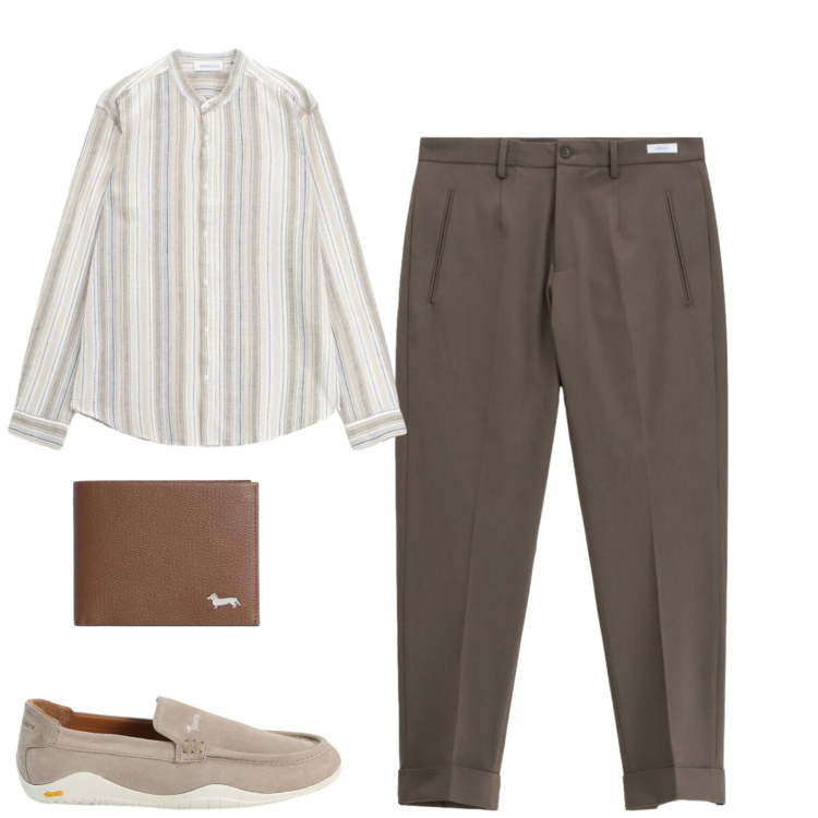 Outfit uomo - Total look #2409734. Stile Urban per Tutti i giorni. Abbinamento con camicie, pantaloni, portafogli, scarpe stringate.