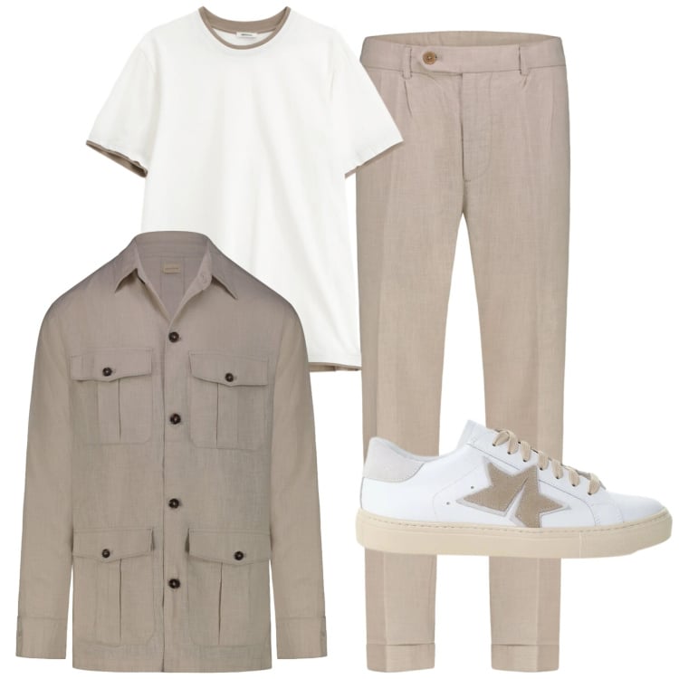Outfit uomo - City. Stile Urban per Tutti i giorni. Abbinamento con t-shirt, sneakers, cappotti, pantaloni.