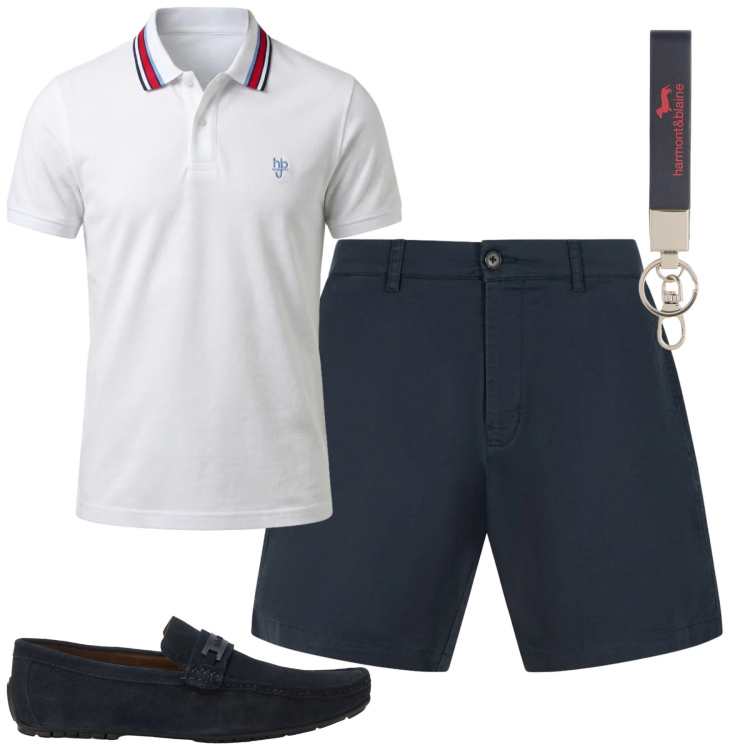 Outfit uomo - Total look #2409746. Stile Casual per Tutti i giorni. Abbinamento con portachiavi, scarpe stringate, polo, bermuda.