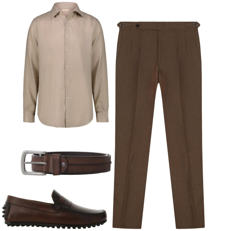 Outfit uomo - In ufficio. Stile Urban per Ufficio. Abbinamento con scarpe stringate, cinture, camicie, pantaloni.