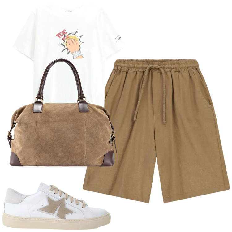 Outfit uomo - Total look #2409756. Stile Casual per Tutti i giorni. Abbinamento con bermuda, t-shirt, sneakers, borse sportive.