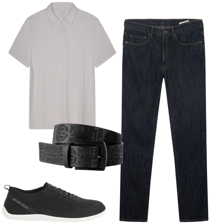 Outfit uomo - Total look #2409759. Stile Casual per Tutti i giorni. Abbinamento con cinture, sneakers, jeans, polo.