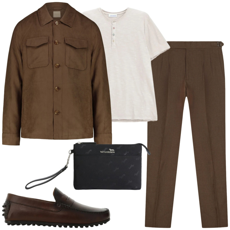 Outfit uomo - Total look #2409763. Stile Urban per Tutti i giorni. Abbinamento con borse sportive, scarpe stringate, t-shirt, cappotti, pantaloni.