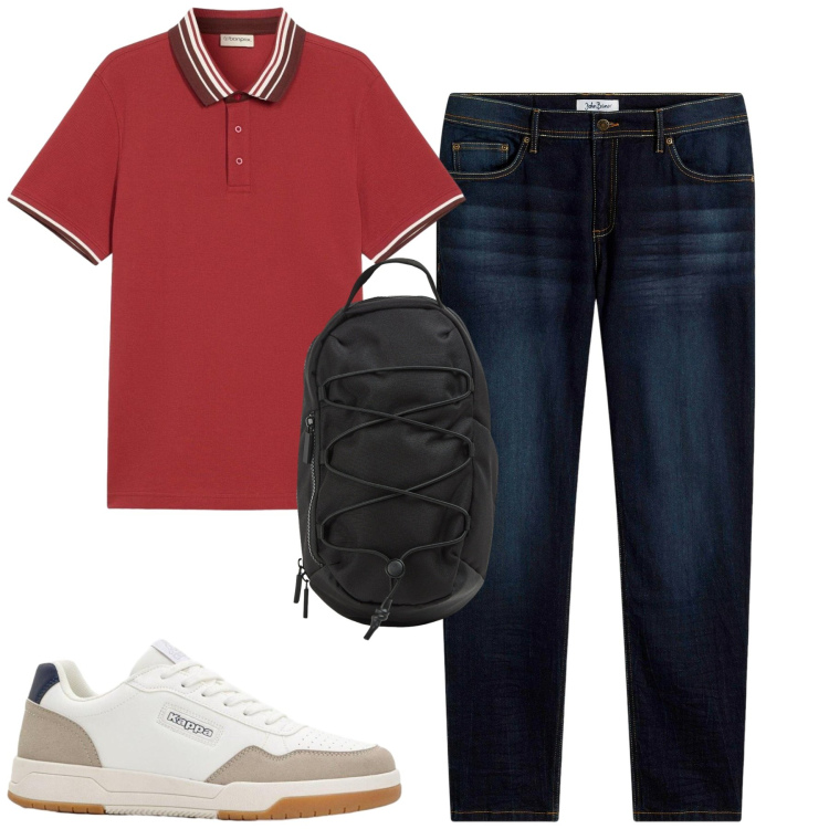 Outfit uomo - Total look #2409765. Stile Casual per Tutti i giorni. Abbinamento con jeans slim fit, sneakers, polo, borse sportive.