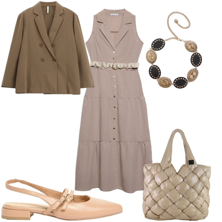 Outfit donna - Quiet dress - semplicemente. Stile Minimal per Tutti i giorni. Abbinamento con ballerine, vestiti chemisier, cinture, blazer, borse tote.