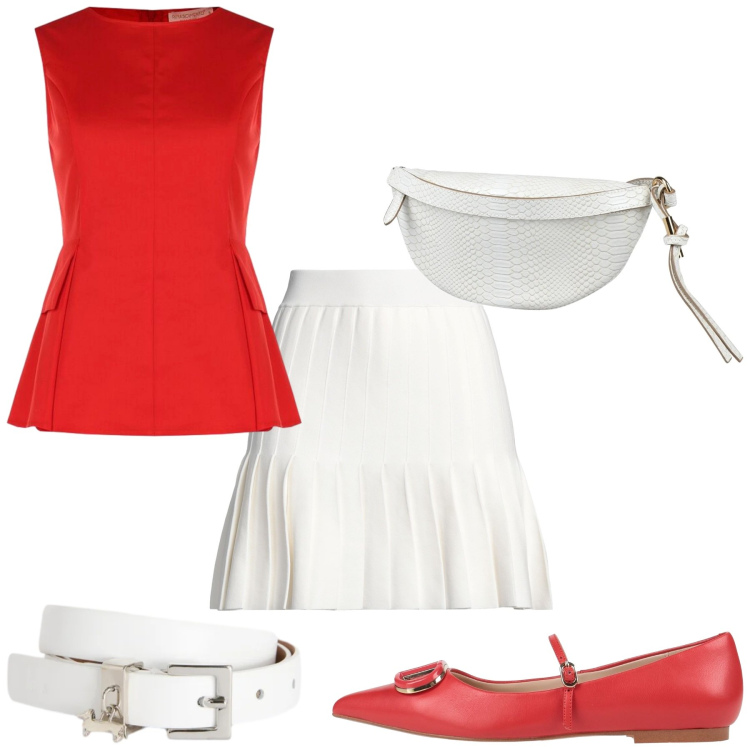 Outfit donna - Total look #2409849. Stile Bon Ton per Serata fuori. Abbinamento con minigonne, ballerine, marsupi, canottiere, cinture.