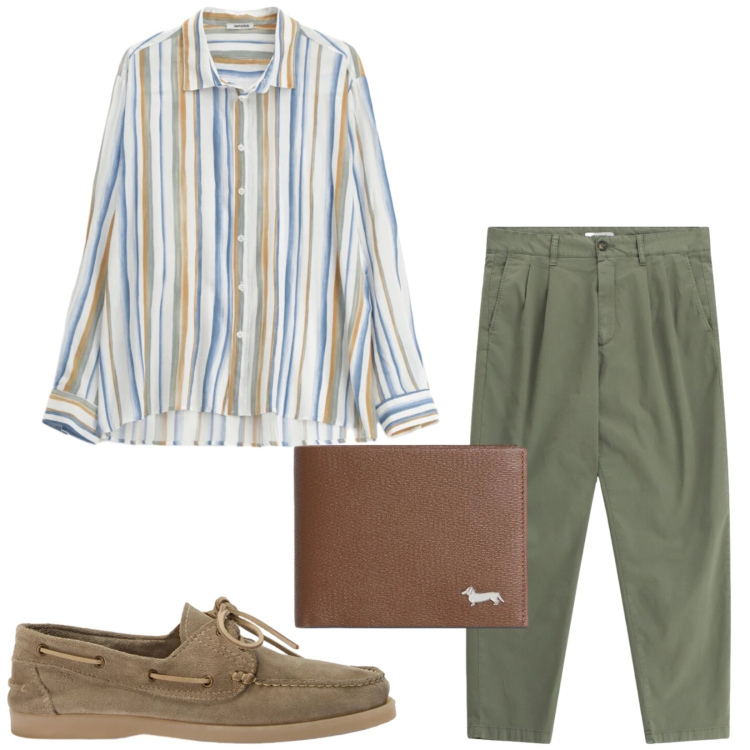 Outfit uomo - Total look #2409851. Stile Business/Elegante per Ufficio. Abbinamento con camicie, pantaloni, portafogli, scarpe stringate.