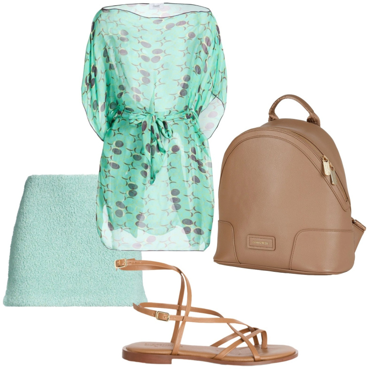 Outfit donna - Look da giornata all’aperto. Stile Glamour per Tutti i giorni. Abbinamento con zaini, minigonne, top, sandali in pelle.