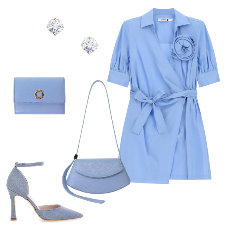 Outfit donna - Total look #2409895. Stile Chic per Cerimonia. Abbinamento con portafogli, borse a spalla, vestiti lunghi, orecchini, décolleté.