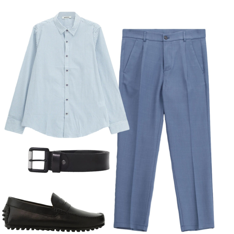 Outfit uomo - Total look #2409933. Stile Urban per Tutti i giorni. Abbinamento con pantaloni, scarpe stringate, cinture, camicie.