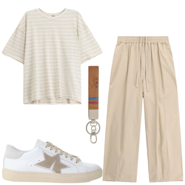Outfit uomo - Total look #2409935. Stile Urban per Tutti i giorni. Abbinamento con t-shirt, pantaloni, sneakers, portachiavi.
