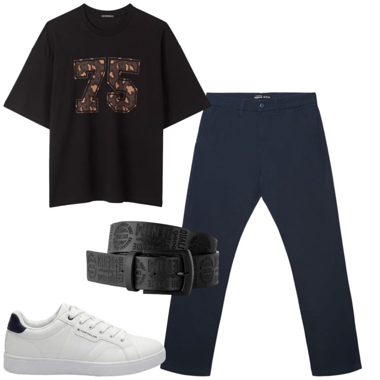 Outfit uomo - Total look #2409940. Stile Casual per Tutti i giorni. Abbinamento con cinture, sneakers, pantaloni chino, t-shirt.
