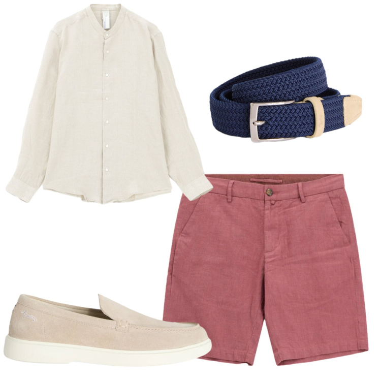 Outfit uomo - Total look #2409944. Stile Casual per Tutti i giorni. Abbinamento con camicie, bermuda, cinture, scarpe stringate.