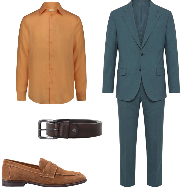 Outfit uomo - Petrolio. Stile Urban per Tutti i giorni. Abbinamento con cinture, scarpe stringate, abiti, camicie.