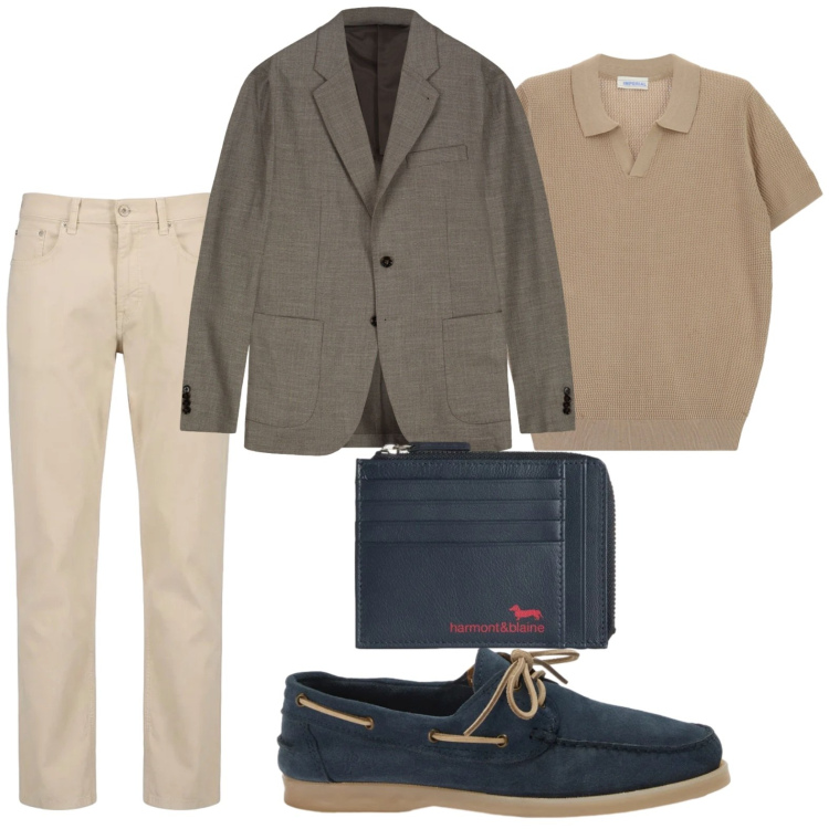 Outfit uomo - Sofisticato. Stile Trendy per Tutti i giorni. Abbinamento con t-shirt, portamonete, pantaloni, scarpe stringate, giacche.
