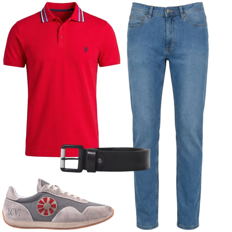 Outfit uomo - Total look #2409953. Stile Casual per Tutti i giorni. Abbinamento con cinture, jeans, polo, sneakers.