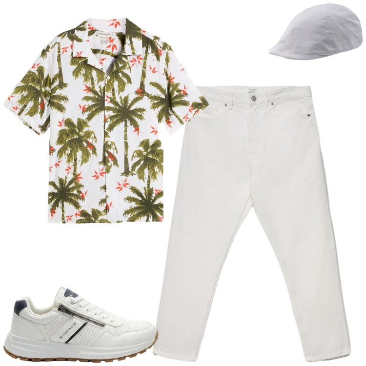 Outfit uomo - Total look #2409955. Stile Casual per Tutti i giorni. Abbinamento con sneakers, camicie a manica corta, jeans, cappelli con visiera.