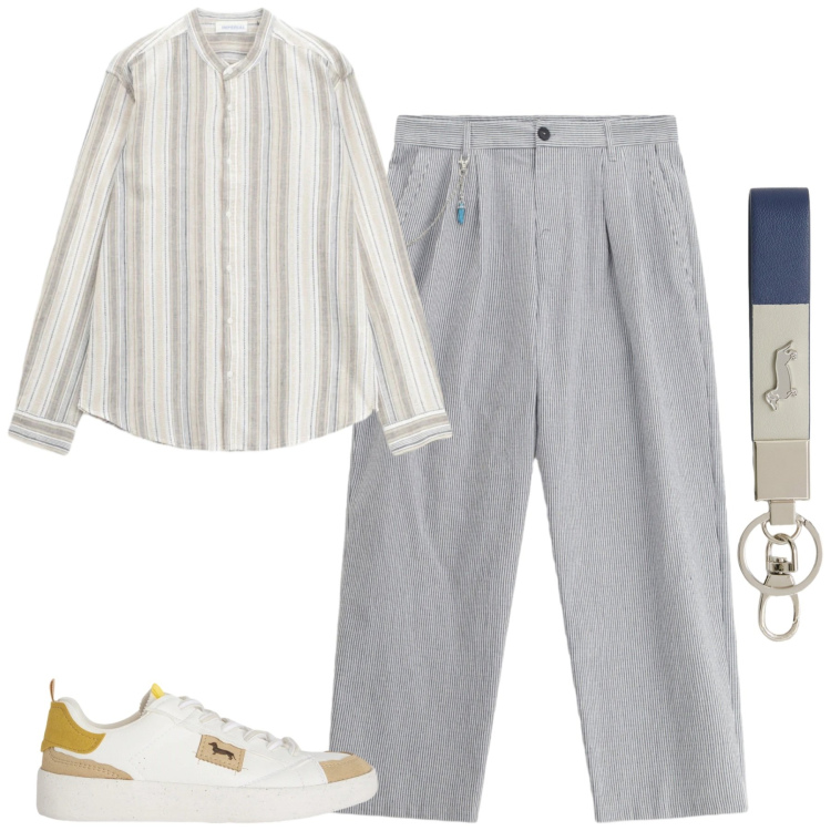 Outfit uomo - Total look #2409958. Stile Urban per Tutti i giorni. Abbinamento con pantaloni, camicie, sneakers, portachiavi.