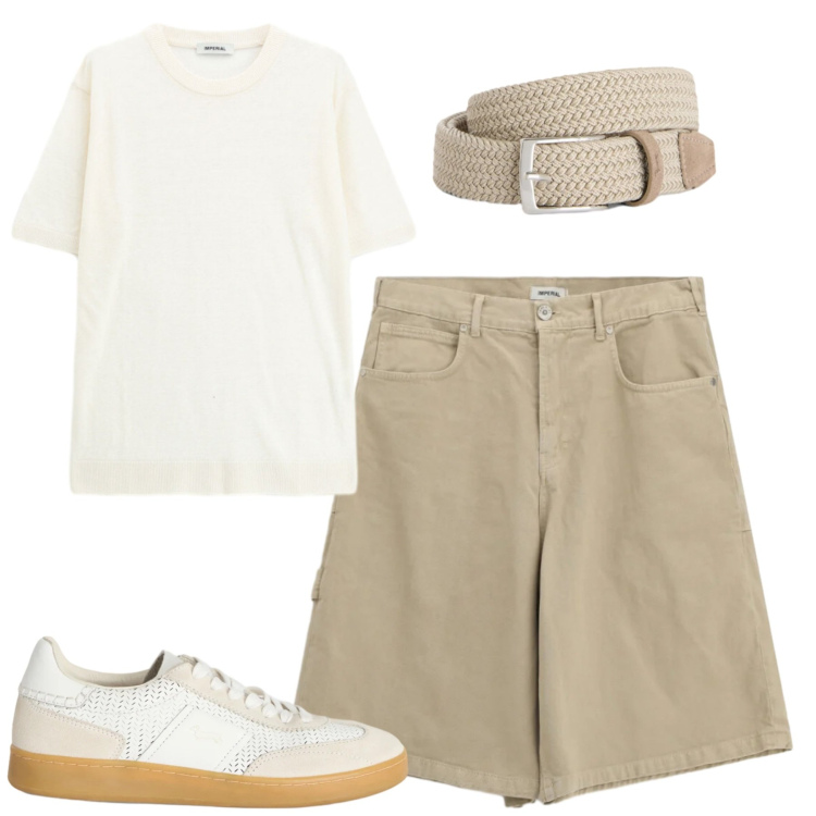 Outfit uomo - Total look #2409959. Stile Casual per Tutti i giorni. Abbinamento con t-shirt, bermuda, cinture, sneakers.