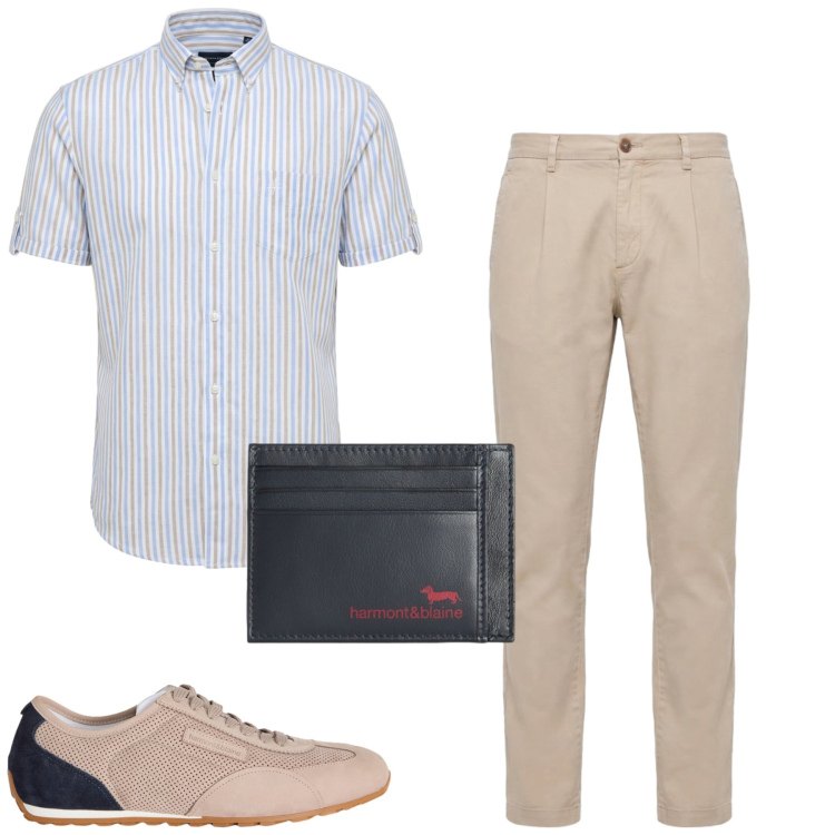 Outfit uomo - Total look #2409960. Stile Urban per Tutti i giorni. Abbinamento con sneakers, portafogli, pantaloni, camicie a manica corta.