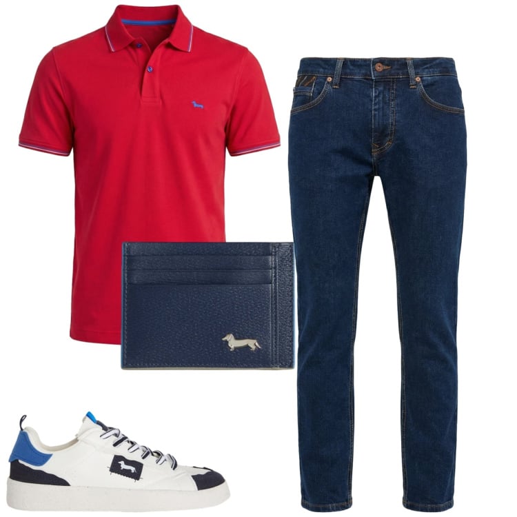 Outfit uomo - Total look #2409961. Stile Casual per Tutti i giorni. Abbinamento con sneakers, pantaloni, portafogli, polo.