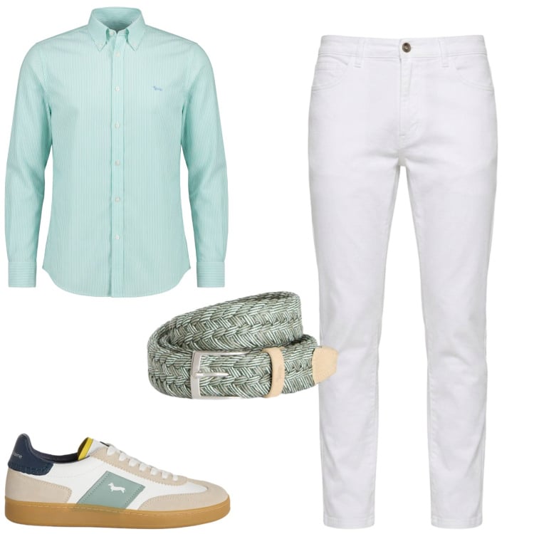 Outfit uomo - Maggio. Stile Urban per Tutti i giorni. Abbinamento con camicie, cinture, sneakers, jeans.
