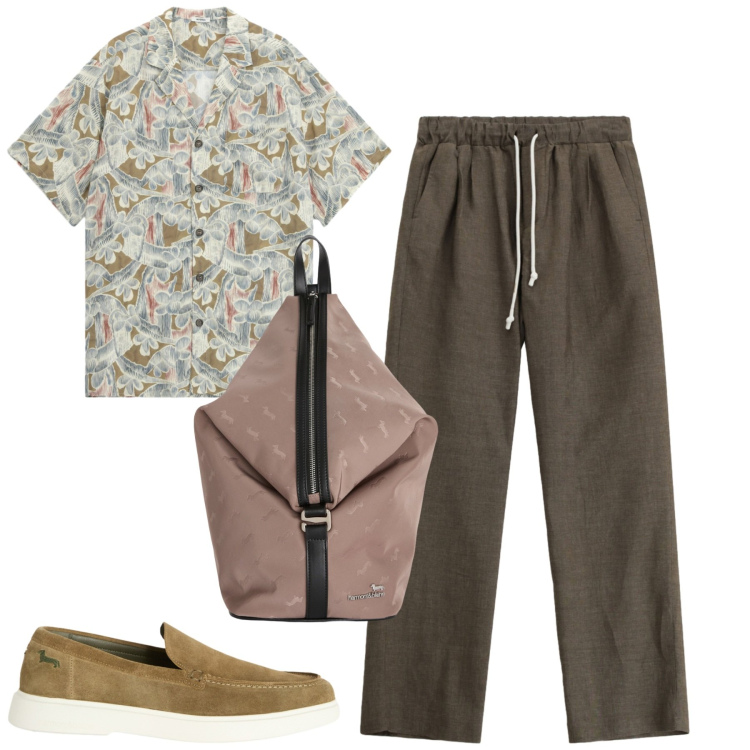 Outfit uomo - Total look #2409975. Stile Casual per Tutti i giorni. Abbinamento con pantaloni, camicie a manica corta, borse sportive, scarpe stringate.