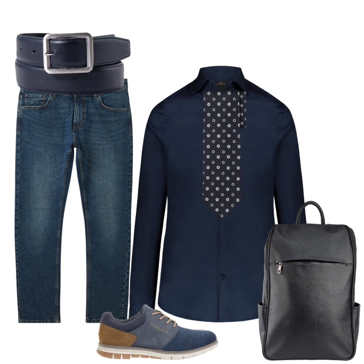 Outfit uomo - Si va in ufficio…. Stile Business/Elegante per Ufficio. Abbinamento con scarpe stringate, jeans, camicie, cravatte, borse sportive, cinture.