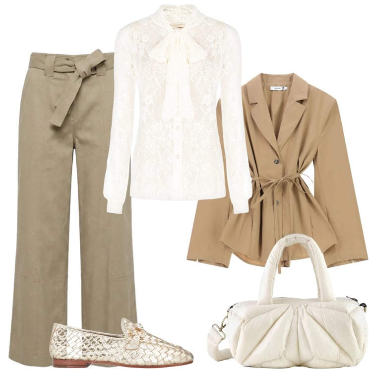 Outfit donna - Essenziale ma impeccabile. Stile Bon Ton per Ufficio. Abbinamento con mocassini, camicie, pantaloni, blazer, borse a mano.