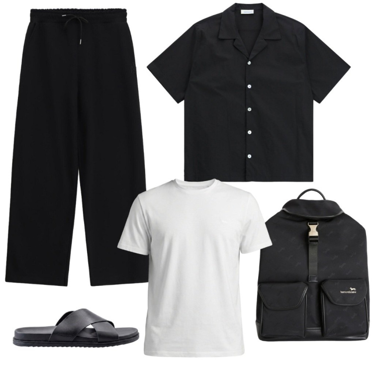 Outfit uomo - 138. Ultimo sforzo.. Stile Trendy per Tutti i giorni. Abbinamento con pantaloni sportivi, camicie a manica corta, t-shirt, borse sportive, sandali.