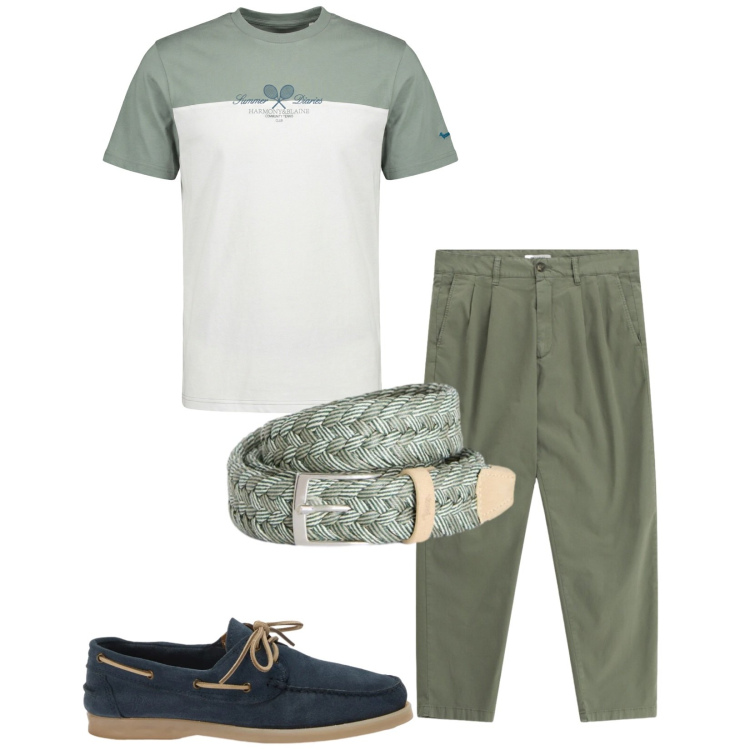 Outfit uomo - Total look #2410039. Stile Trendy per Tutti i giorni. Abbinamento con pantaloni, t-shirt, scarpe stringate, cinture.