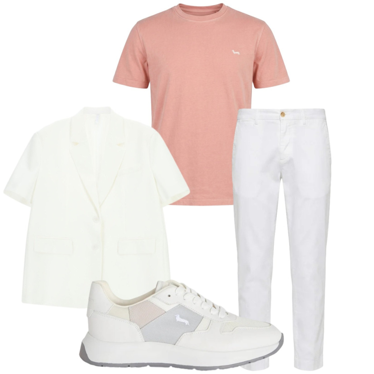 Outfit uomo - Total look #2410040. Stile Trendy per Serata speciale. Abbinamento con giacche, sneakers, pantaloni chino, t-shirt.